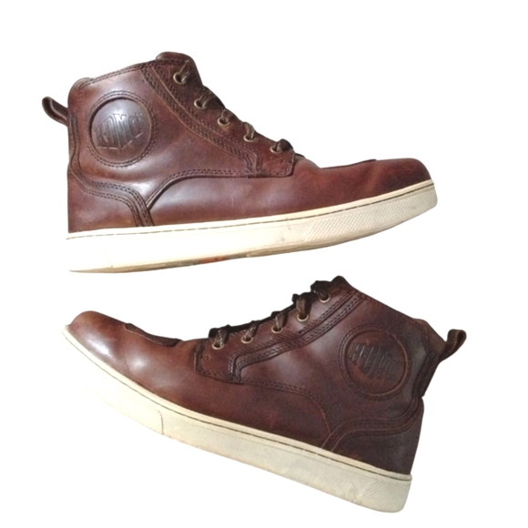 Harley Davidson Bateman Ankle Pro Riding Shoes Men's Brown Leather Sneakers Sz 9 - Picture 1 of 14